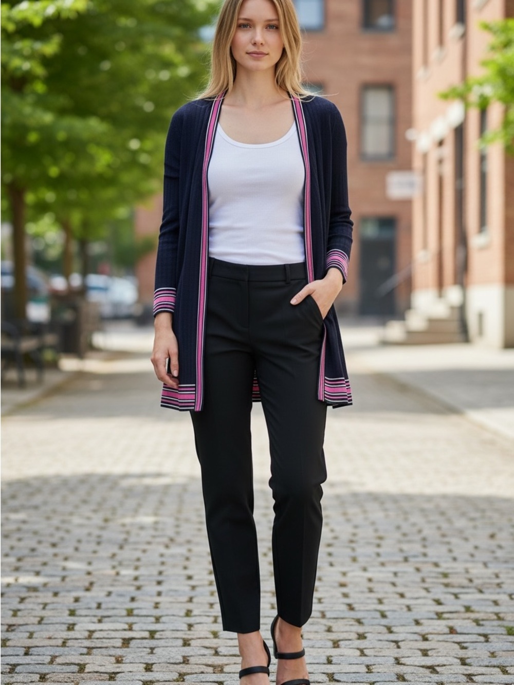 Misook Black and Pink Women's Cardigan size Small
